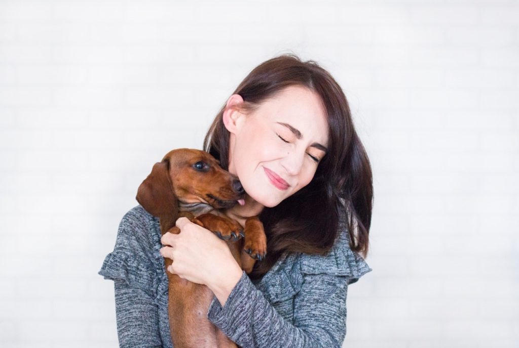 Woman and puppy